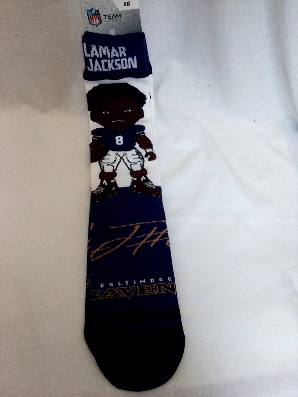 NFL Lamar Jackson Baltimore Ravens socks Large NWT
